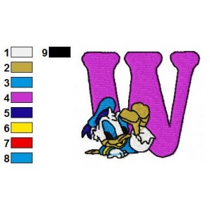 W Donald Duck Disney Baby Alphabet Embroidery Design